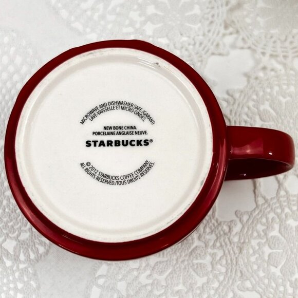 Starbucks 2012 Christmas Holiday Mug 12 oz Bone China Red Ornament Design - Picture 7 of 8